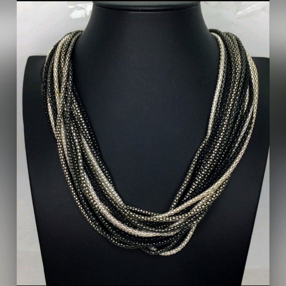 Vintage Joan Rivers Tri-Tone Multi Strand Necklace 18" EUC